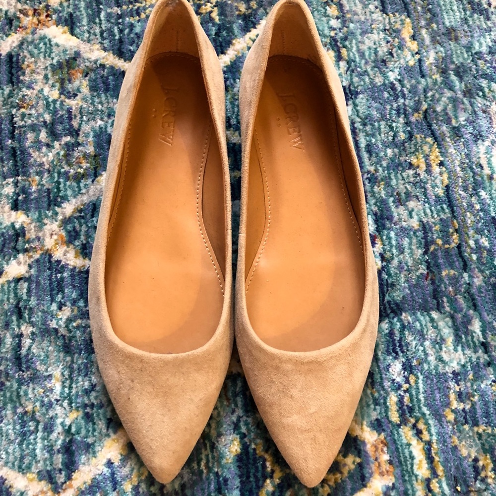 Nude suede pointy toe J.Crew flats size 6
